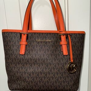 Michael Kors Brown and Orange Tote Bag
